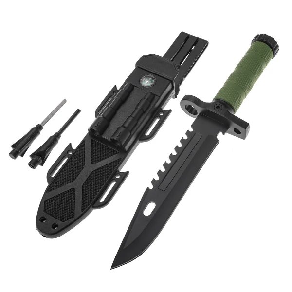 Stainless Steel Survival Hunting with Serrated Blade Back for Camping